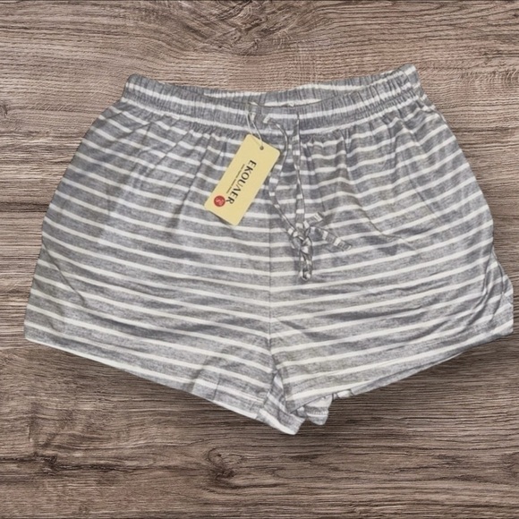Ekouaer Other - Brand New Small Gray Striped Comfy Women's Pajama Shorts